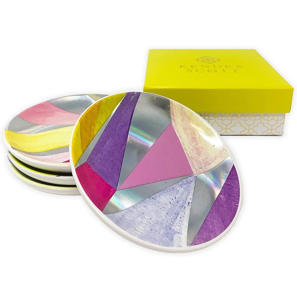 Kendra Scott Ceramic Coaster Set of 4 Iridescent Facets